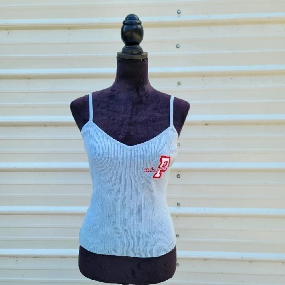 NWT Us Polo Association Blue Stretch Ribbed Tank Top Spaghetti Straps sz L